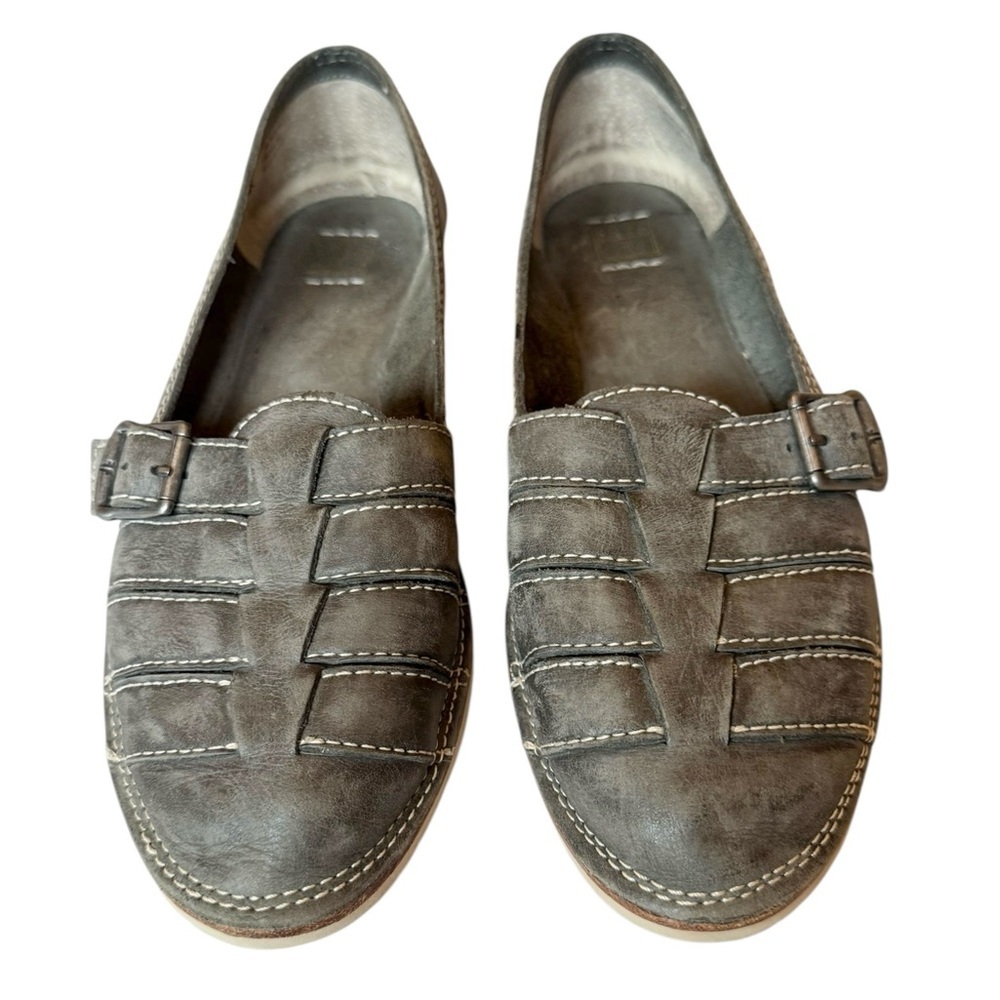 Frye Milly Fisherman Women's Charcoal Leather Slip-on Leather Flats Size 9.5 - Picture 2 of 11